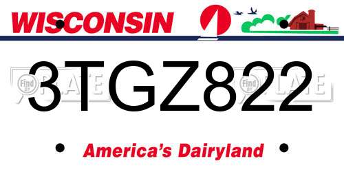 3TGZ822 Wisconsin License Plate