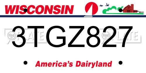 3TGZ827 Wisconsin License Plate