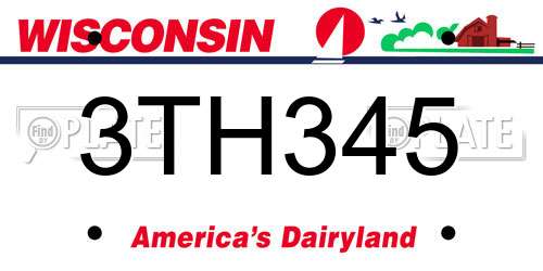 3TH345 Wisconsin License Plate