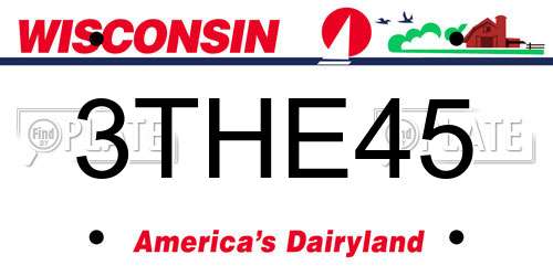 3THE45 Wisconsin License Plate
