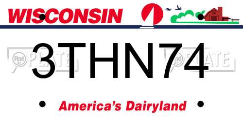 3THN74 Wisconsin License Plate