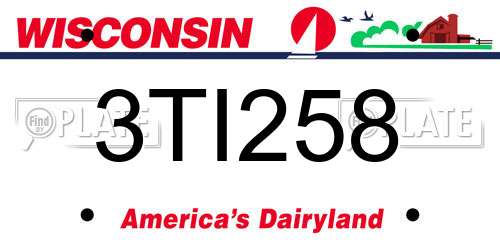 3TI258 Wisconsin License Plate