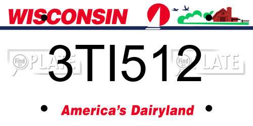 3TI512 Wisconsin License Plate