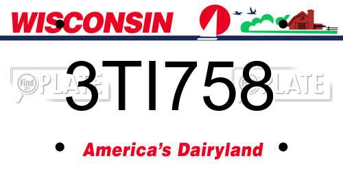 3TI758 Wisconsin License Plate