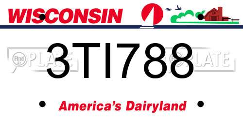 3TI788 Wisconsin License Plate