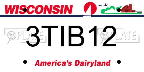 3TIB12 Wisconsin License Plate