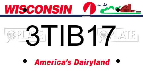 3TIB17 Wisconsin License Plate