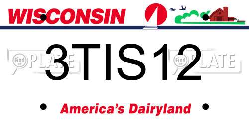 3TIS12 Wisconsin License Plate