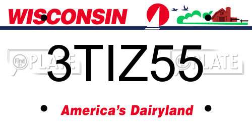 3TIZ55 Wisconsin License Plate