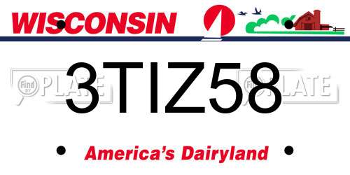 3TIZ58 Wisconsin License Plate