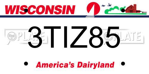 3TIZ85 Wisconsin License Plate