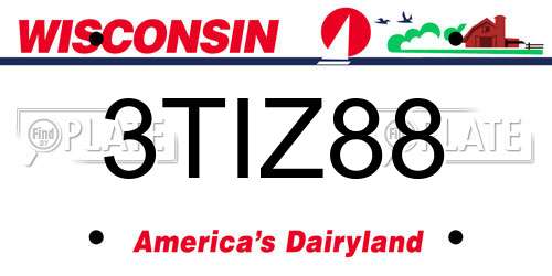 3TIZ88 Wisconsin License Plate