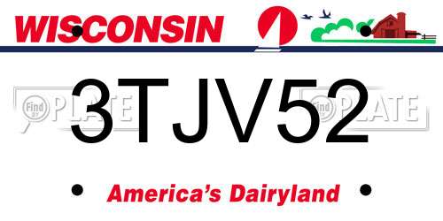 3TJV52 Wisconsin License Plate