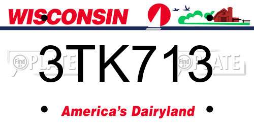 3TK713 Wisconsin License Plate