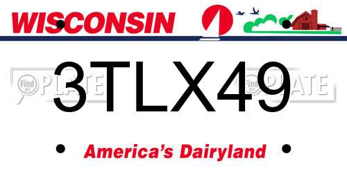 3TLX49 Wisconsin License Plate