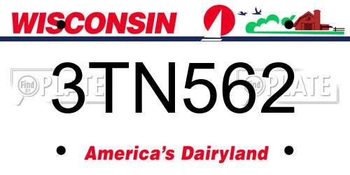 3TN562 Wisconsin License Plate