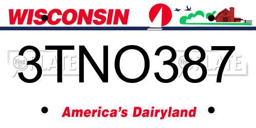 3TNO387 Wisconsin License Plate