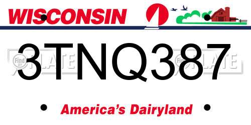 3TNQ387 Wisconsin License Plate