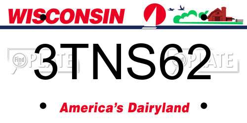 3TNS62 Wisconsin License Plate