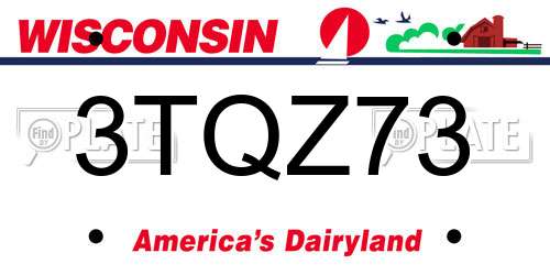 3TQZ73 Wisconsin License Plate