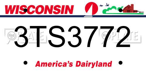 3TS3772 Wisconsin License Plate
