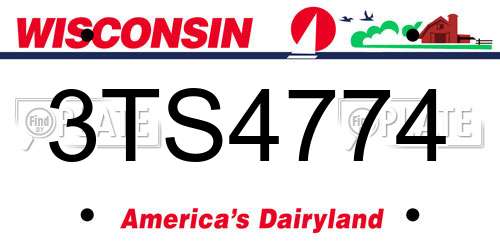 3TS4774 Wisconsin License Plate