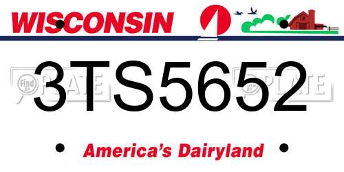 3TS5652 Wisconsin License Plate