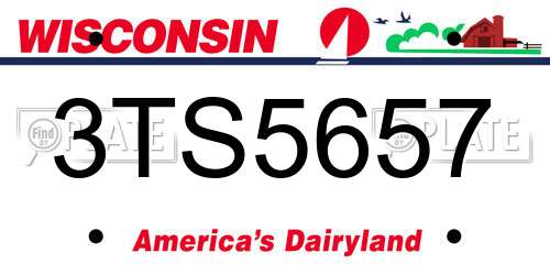 3TS5657 Wisconsin License Plate