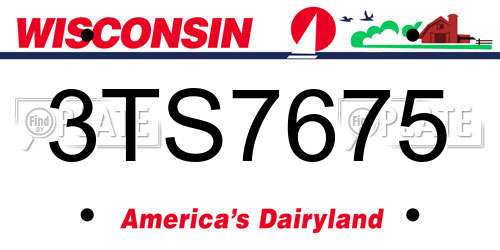 3TS7675 Wisconsin License Plate