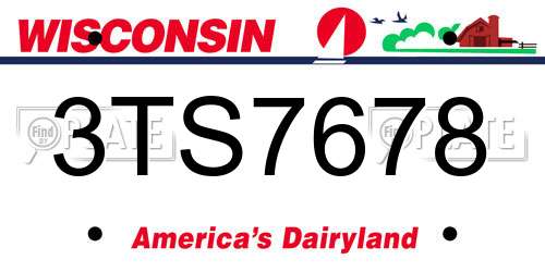 3TS7678 Wisconsin License Plate