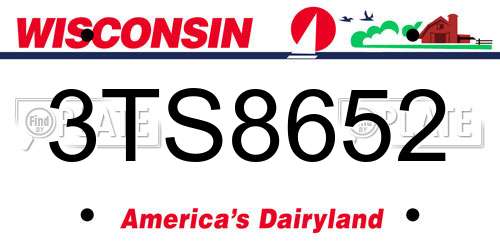 3TS8652 Wisconsin License Plate