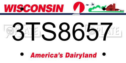 3TS8657 Wisconsin License Plate