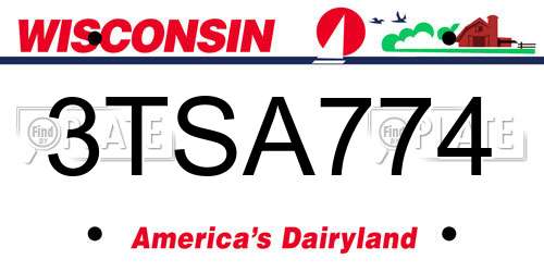 3TSA774 Wisconsin License Plate