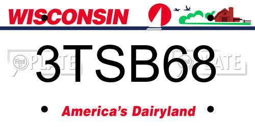 3TSB68 Wisconsin License Plate