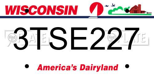 3TSE227 Wisconsin License Plate