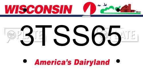 3TSS65 Wisconsin License Plate