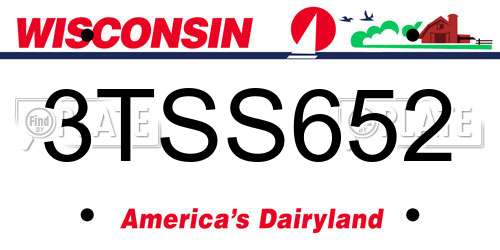 3TSS652 Wisconsin License Plate