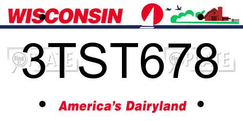 3TST678 Wisconsin License Plate