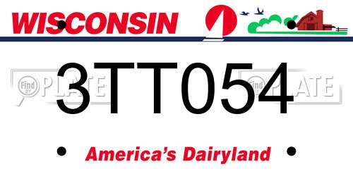 3TT054 Wisconsin License Plate