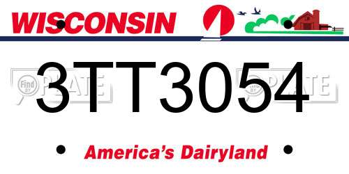 3TT3054 Wisconsin License Plate