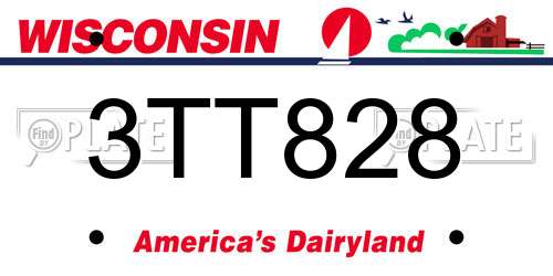 3TT828 Wisconsin License Plate