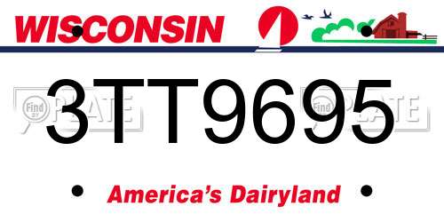 3TT9695 Wisconsin License Plate