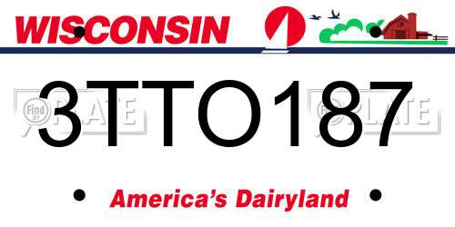 3TTO187 Wisconsin License Plate