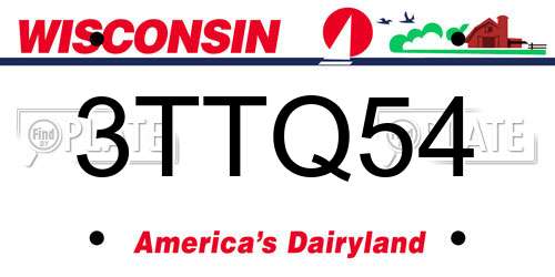 3TTQ54 Wisconsin License Plate