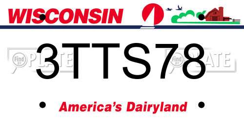 3TTS78 Wisconsin License Plate