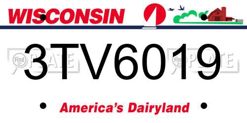 3TV6019 Wisconsin License Plate