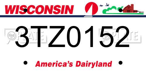 3TZ0152 Wisconsin License Plate