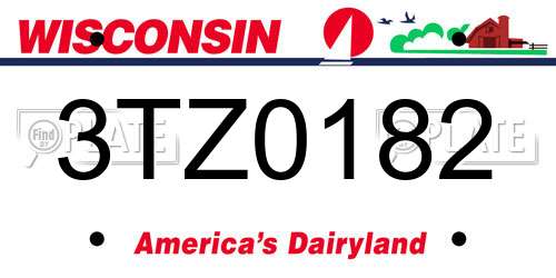 3TZ0182 Wisconsin License Plate