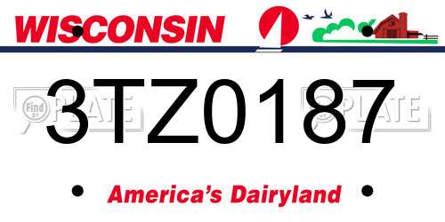 3TZ0187 Wisconsin License Plate