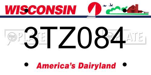 3TZ084 Wisconsin License Plate